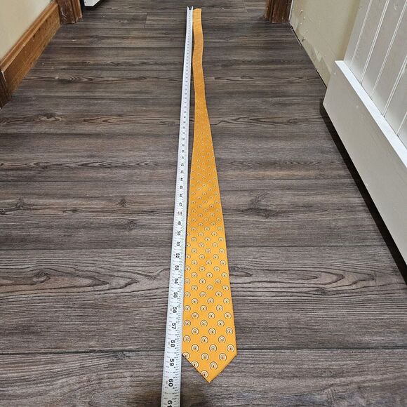 Pineda Covalin Mexico Mens Orange Silk Tie, Abstract Sphere Pattern - Picture 9 of 9